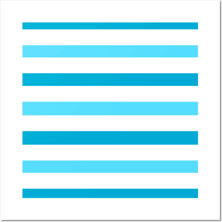 Dark white light blue stripes pattern Posters and Art